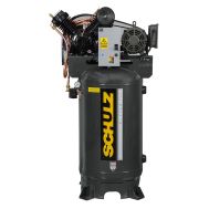 Schulz 7580VV30X-1, 7.5 HP Compresor de dos etapas World Latin America, 30 CFM, 175 PSI, tanque de aire vertical de 80 galones 230 voltios, monofásico