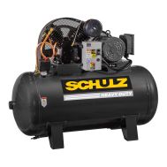 Schulz 580HV20X-1, compresor de dos etapas de 5 HP World Latin America, 20 CFM, 175 PSI, tanque de aire de 80 galones 230 voltios, monofásico