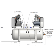 Compresor de pistón Champion Duplex de 15 HP World Latin America 107.4 CFM @ 175, 770 RPM, bomba R40, 208-230/460 voltios, trifásico | HR15D-24