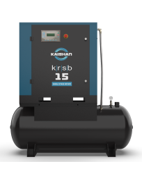 Kaishan KRSB-15-125-120-TM, 15 HP Rotary Screw Compressor World Latin America, 59 CFM @ 125 PSI 120 Gallon Horizontal Air Tank 208-230/460-Volt, 3-Phase