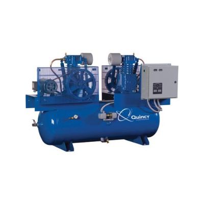 Quincy MAX, QT-5, 251C80DCM, Duplex 5 HP Two Stage, 80 Gallon, 17.2 CFM @ 175 PSI Per Pump, 230/1/60