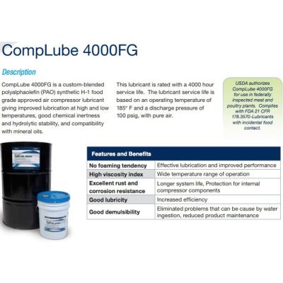 CompLube 4000 Hour Food Grade Rotary Screw Oil 1-Gallon| 28H391