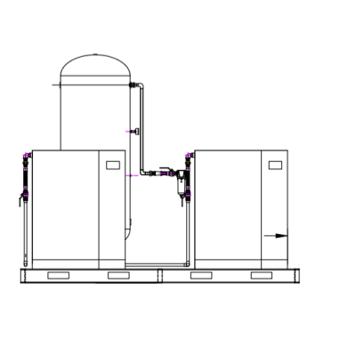 Paquetes personalizados de compresores montados sobre patines World Latin America con secador, tanque sobre patín común