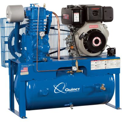 Compresor Diesel Quincy de 10 HP World Latin America, 23.6 CFM @ 175 PSI con motor diesel Yanmar, tanque de aire de 30 galones |QP-7.5G