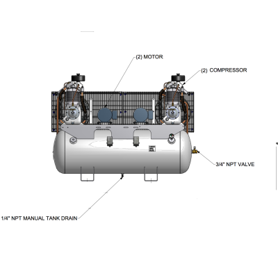 Duplex 10 HP Climate Control Compressor World Latin America 120 Gallon Air Tank, 78 CFM, 100 PSI | HR1030D-12CC