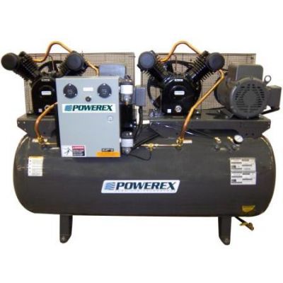 Powerex Duplex 2 HP Climate Control Compressor 80 Gallon Air Tank, 460 Volt, 3-Phase | AD0203-C-2
