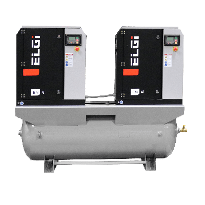 Duplex 5 HP Rotary Screw Compressor 36 CFM, 230 Volt 1-Phase  (10 HP Total) | EN04-125-120Q-A2J