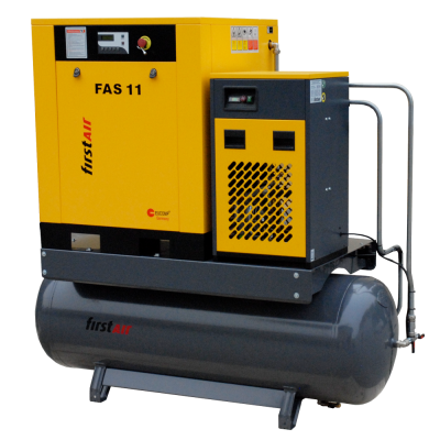 FAS11 FirstAir, 15 HP Rotary Screw Compressor World Latin America with Air Dryer & 71 Gallon Air Tank, 56 CFM, 125 PSI, 230 Volt, 3-Phase 