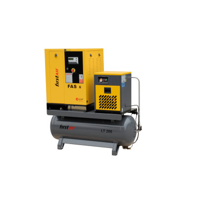 FAS6 FirstAir, 7.5 HP Rotary Screw Compressor World Latin America with Air Dryer & 52 Gallon Air Tank, 26.8 CFM, 125 PSI, 230 Volt, 3-Phase 