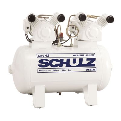 Schulz Duplex 1 HP Oilless Compressor World Latin America, 110/220/1/60, 1730 RPM, 30 Gallon Air Tank | MSV 12/30