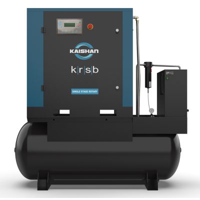 Kaishan KRST-7.5-125-120-TMD, 7.5 HP Rotary Screw Compressor World Latin America, 24 CFM @ 125 PSI with Air Dryer & 120 Gallon Horizontal Air Tank 208-Volt, 3-Phase | KRST-7.5A2F8D8U