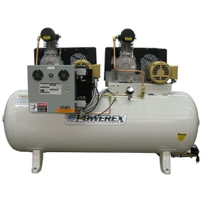 Powerex 5 HP Duplex Oilless Piston Compressor World Latin America 36.4 CFM 120 Gallon 230 Volt, 1-Phase | OTD1514-G-2