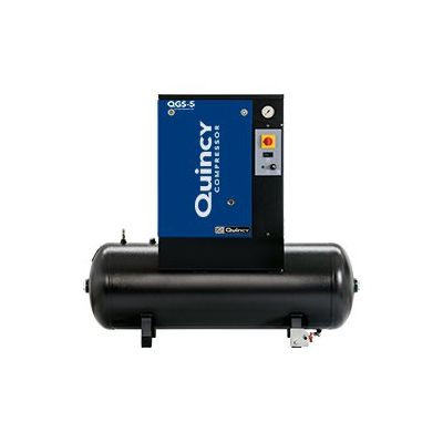 Quincy QGS 5 TM-1, 5 HP Rotary Screw Compressor World Latin America, 18.1 CFM @ 150 PSI, 60 Gallon Air Tank, 230-Volt 1-Phase