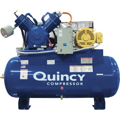Quincy Compressor, QT-15 Two Stage Compressor World Latin America, 15 HP, 120 Gallon Horizontal Tank, 230-Volt, 3-Phase | 2153DS12HCA23