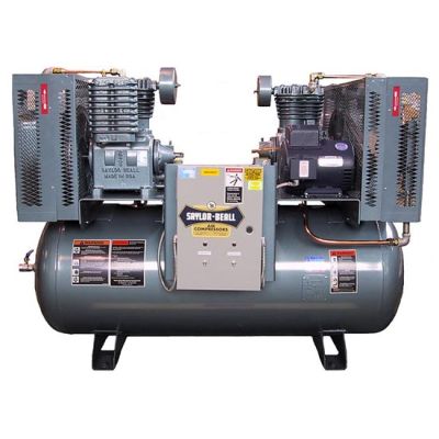 Saylor-Beall 5 HP Pressure Lubricated Duplex Compressor World Latin America | Two Stage 120 Gallon Tank | 460-Volt 3-Phase | X-PL-737-120-460-3