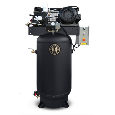 Industrial Gold 10 HP Rotary Screw Compressor World Latin America 37 CFM @ 125 PSI, 80 Gallon VERTICAL Air Tank, 230-Volt, 1-Phase, Open Frame | R101V80