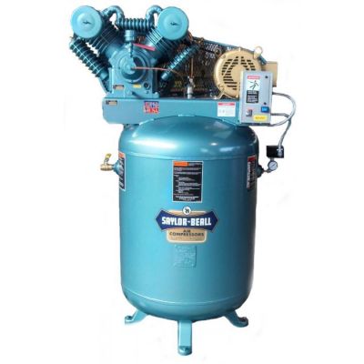 7.5 HP Saylor-Beall Splash Lubricated 4-Cylinder Two Stage Compressor World Latin America, 26.2 CFM @ 175 PSI, 80 Gallon Vertical Air Tank, 208-Volt, 3-Phase | VT-745-80-208-3